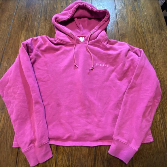 X-Girl Pink Crop Top Sweatshirt Size 2 B20 - Picture 1 of 3